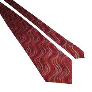 Umberto Frasi Burgundy Silk Tie Wavy Textured Italian Designer Men Office Gift